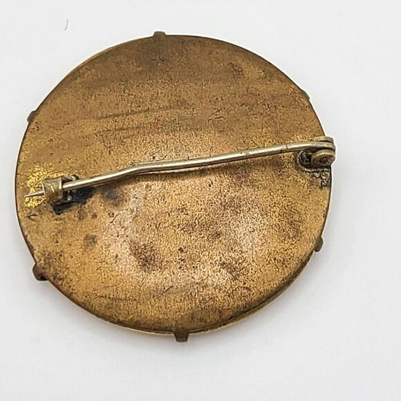 Antique Victorian handpainted porcelain brooch pin, floral - Picture 2 of 4